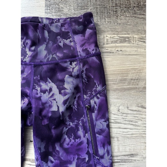 Athleta Rainier Tight Plush Supersonic Spliced Floral Violet Purple Size XS - Picture 9 of 11